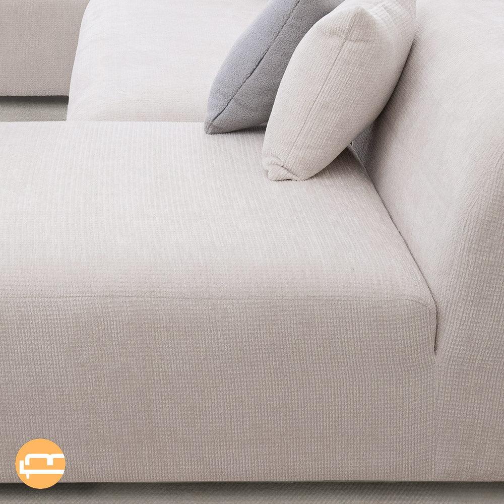 Aura U-Shape Cream Chenille Corner Sofa - MidinMod