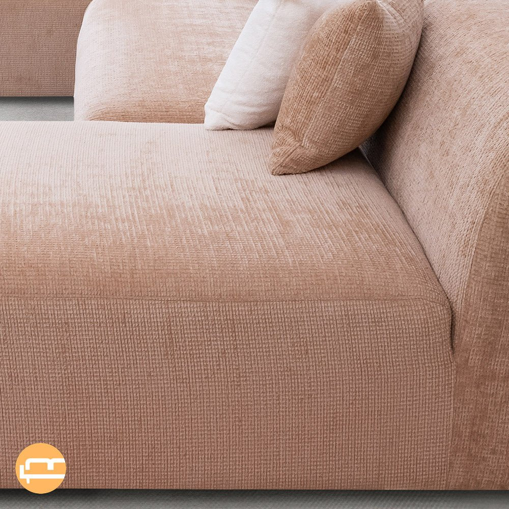 Aura U-Shape Peach Chenille Corner Sofa - MidinMod