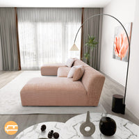 Aura U-Shape Peach Chenille Corner Sofa