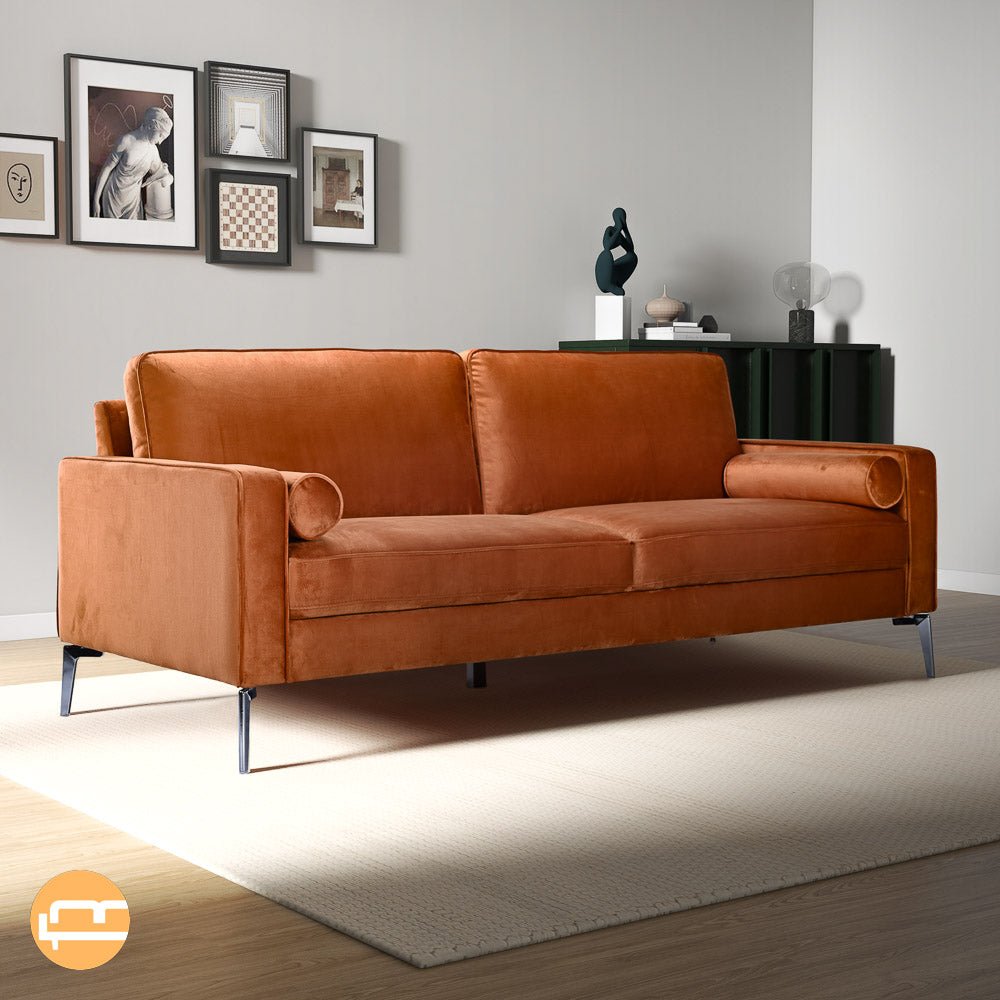 Axel Orange Velvet Sofa - MidinMod