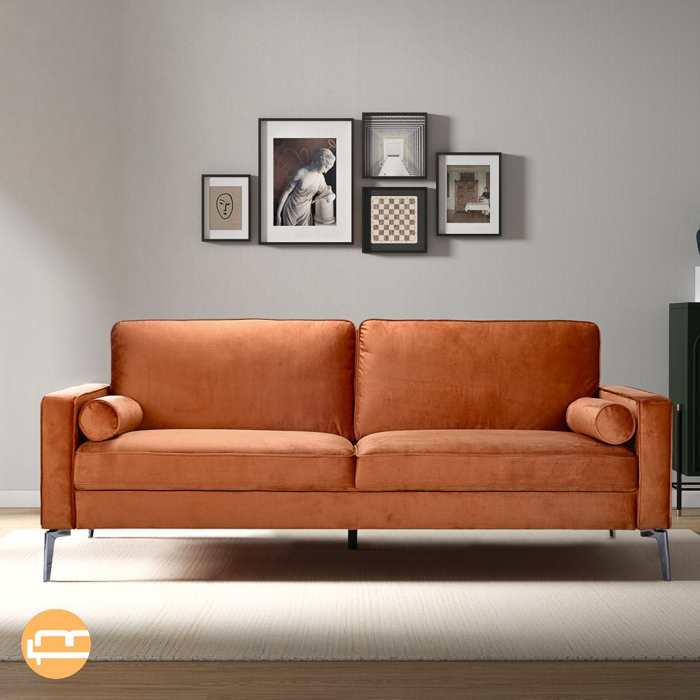 Axel Orange Velvet Sofa - MidinMod