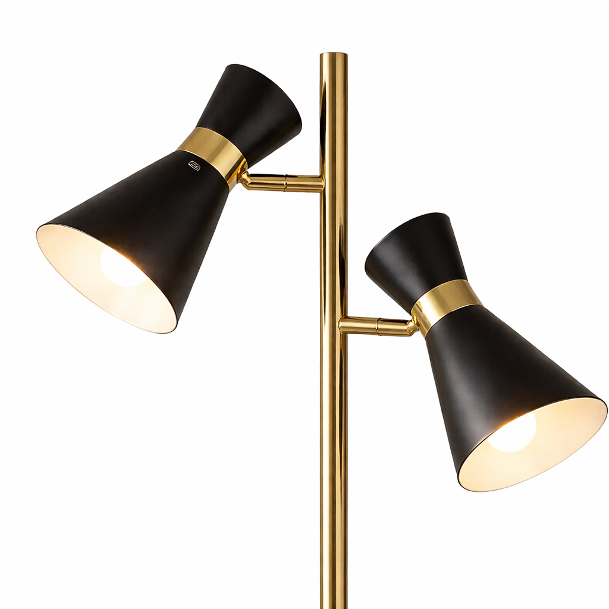 Axis Brassed Gold Floor Lamp with 4-Way Switch Double Spots with Metal Base - MidinMod