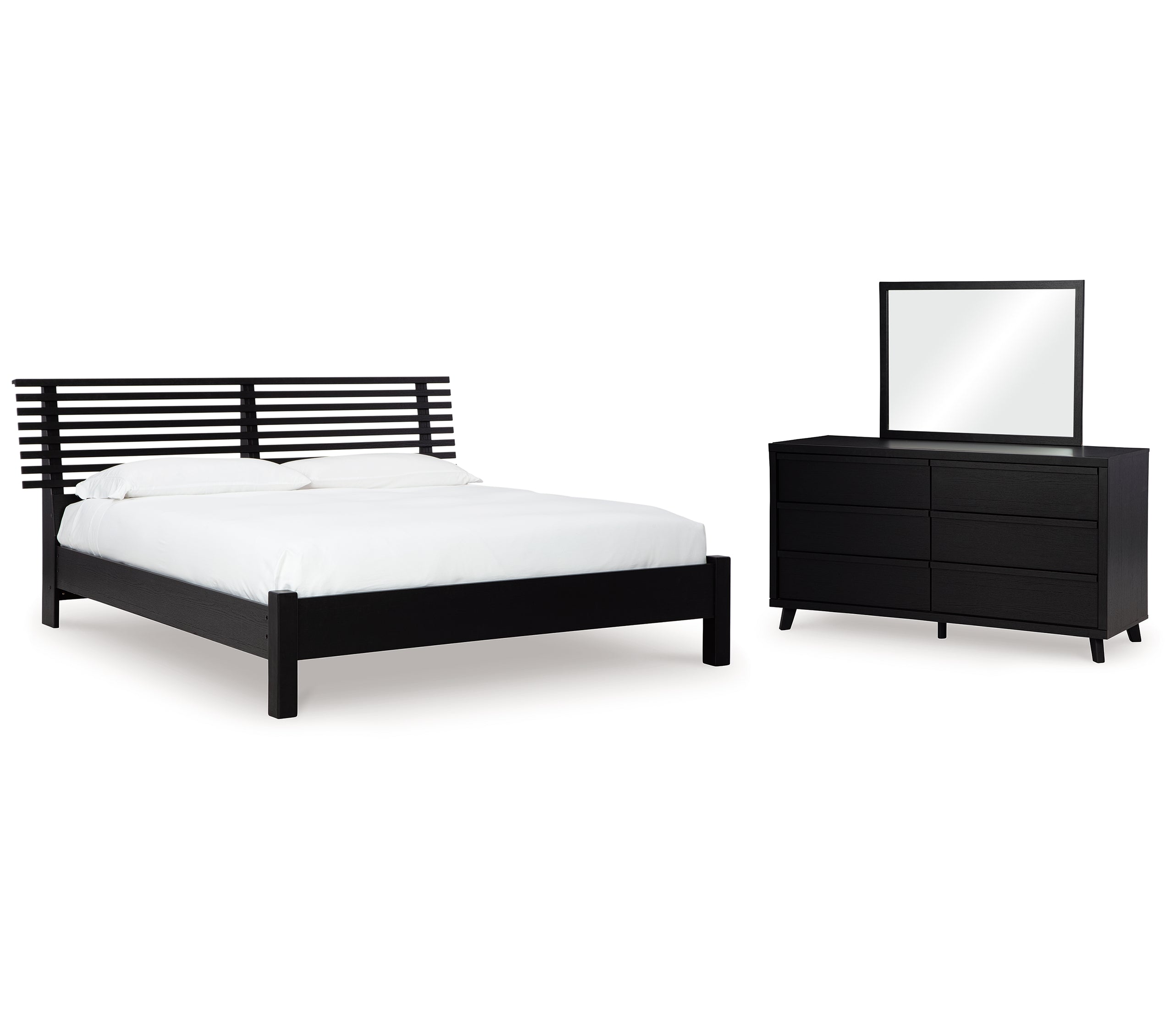 Danziar Queen Slat Panel Bed, Dresser and Mirror