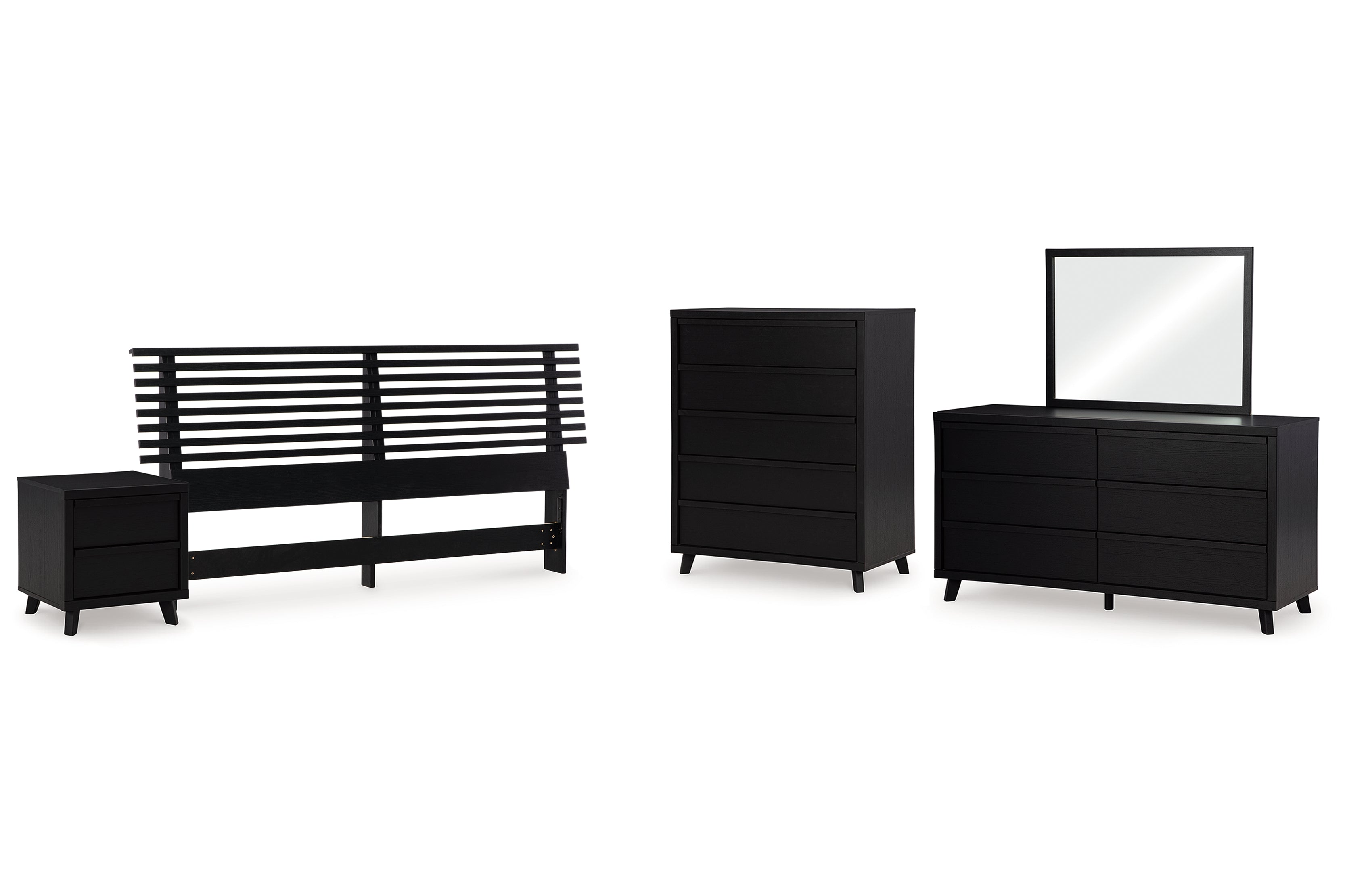 Danziar King Slat Headboard, Dresser, Mirror, Chest and Nightstand
