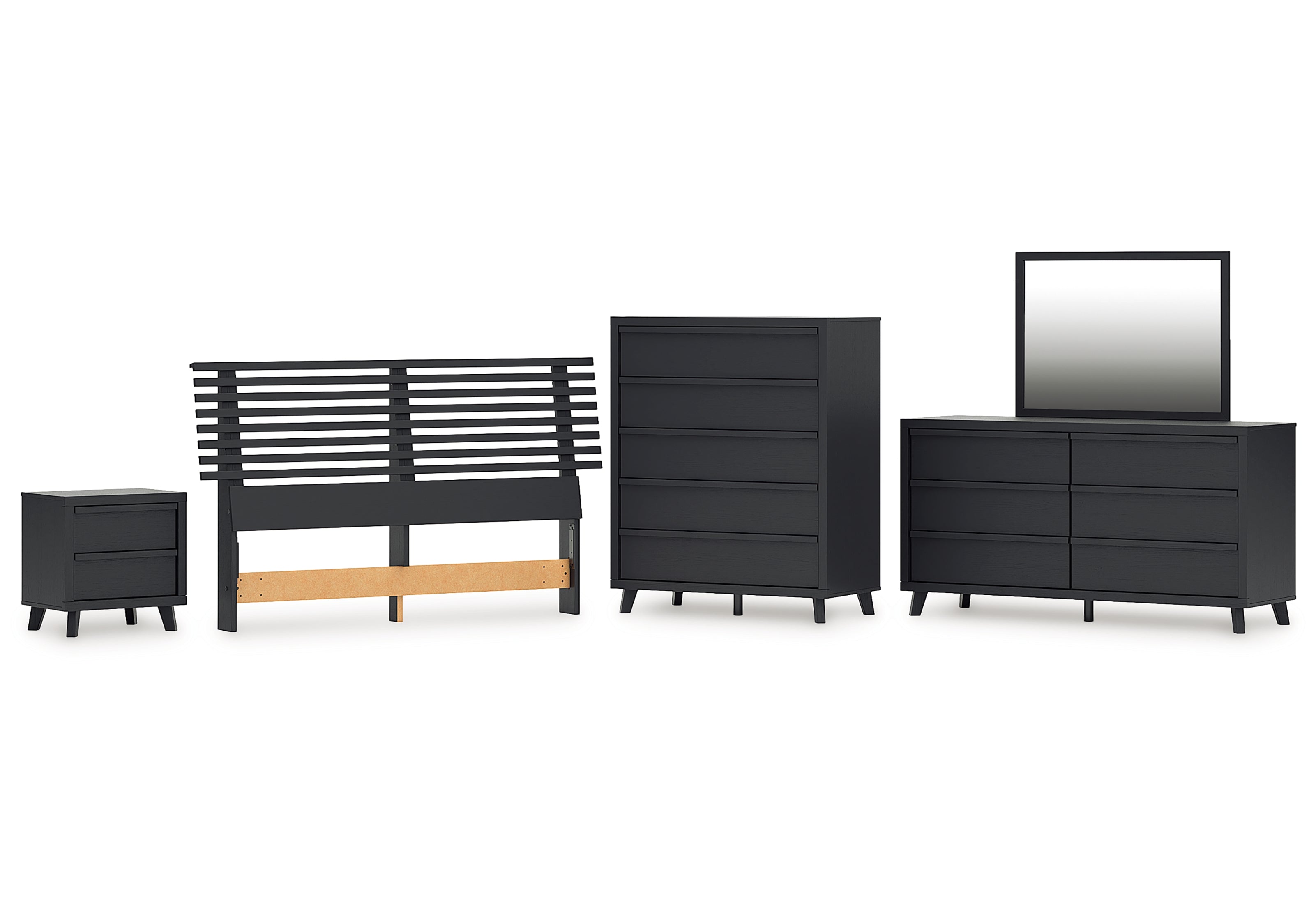 Danziar Queen Slat Headboard, Dresser, Mirror, Chest and Nightstand