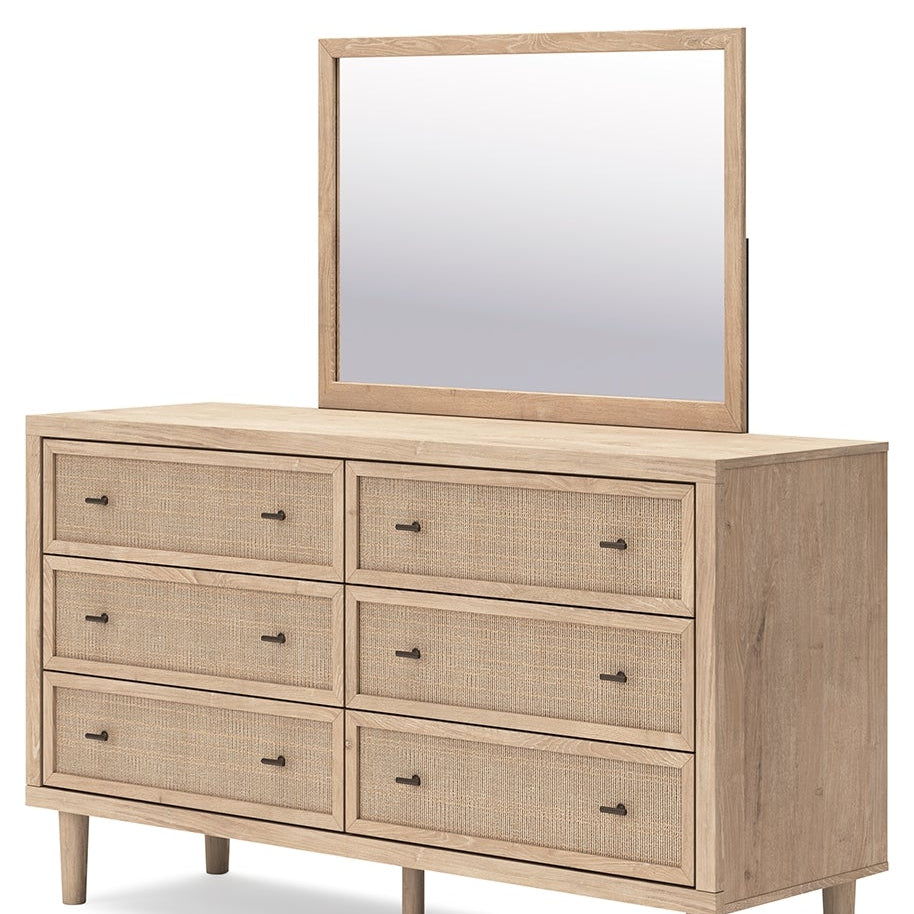 Cielden Full Panel Bed with Mirrored Dresser and Nightstand