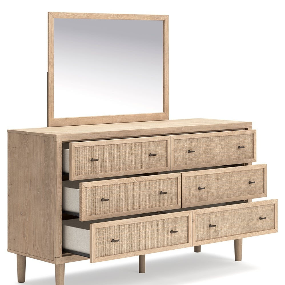 Cielden Queen Panel Bed with Mirrored Dresser and Chest