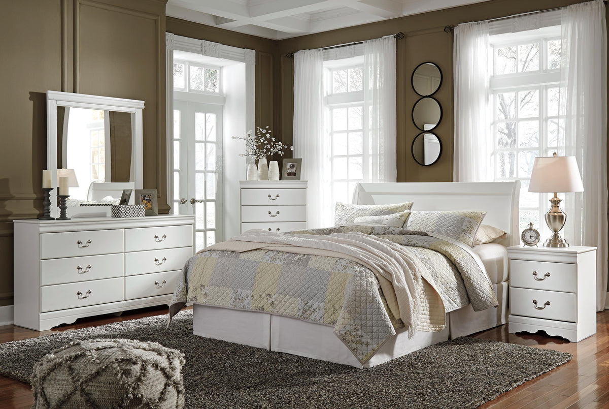 Anarasia Queen Sleigh Headboard, Dresser, Mirror and Chest