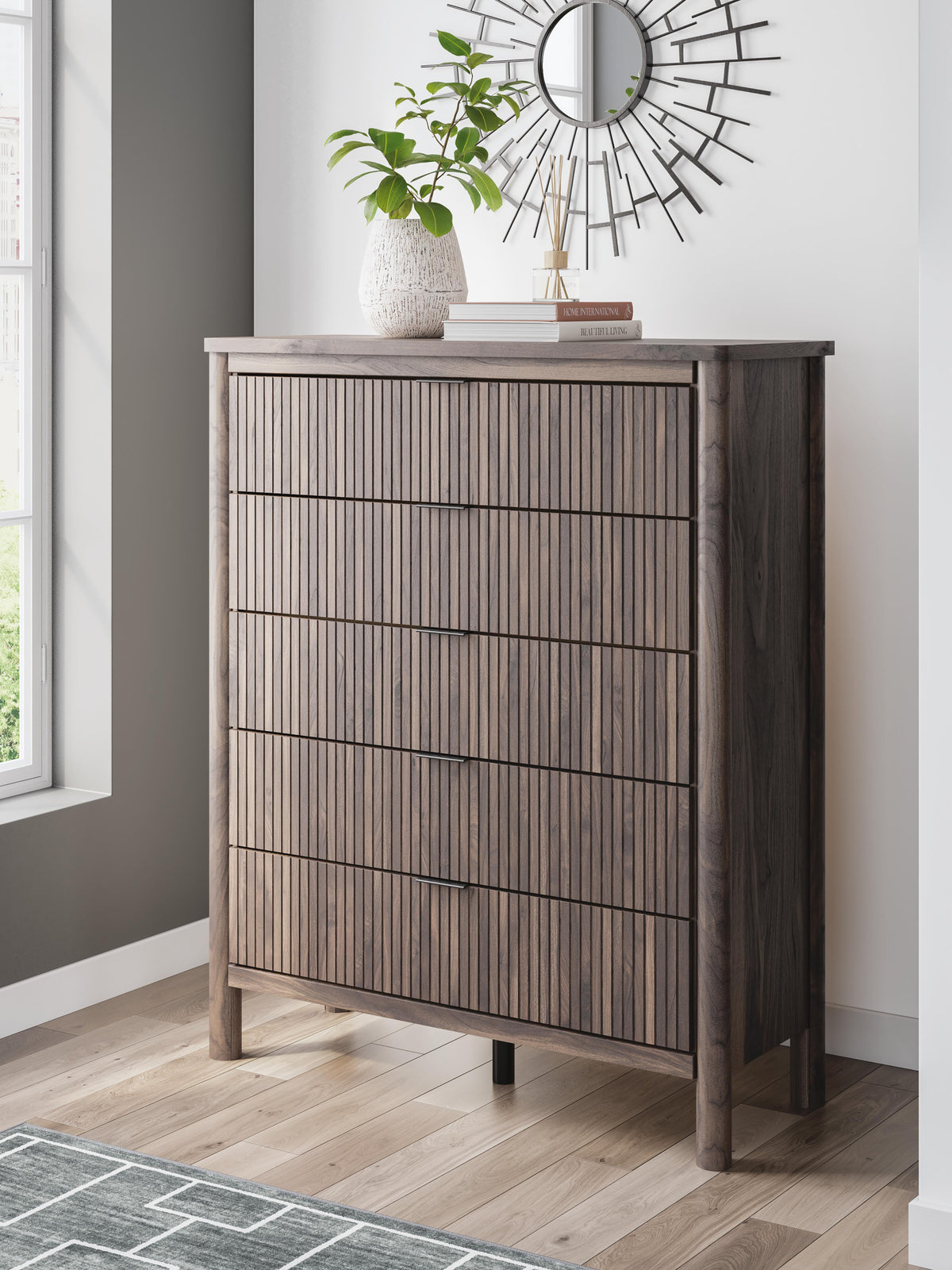Pamytta Five Drawer Wide Dresser