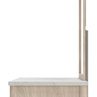 Cadmori Queen Upholstered Panel Bed with Mirrored Dresser, Chest and Nightstand
