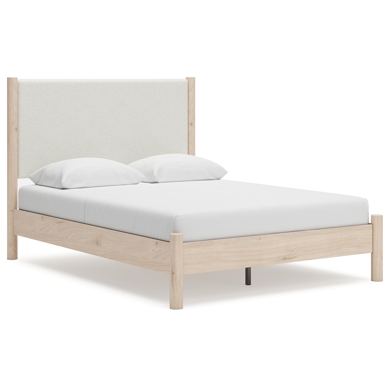 Cadmori Queen Upholstered Panel Bed with Mirrored Dresser
