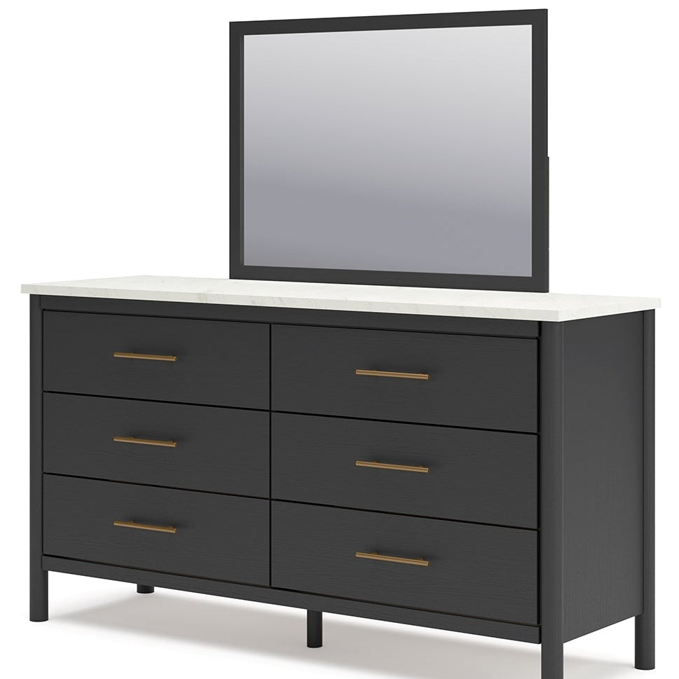 Cadmori Full Upholstered Panel Bed, Dresser, Mirror, Chest and Nightstand