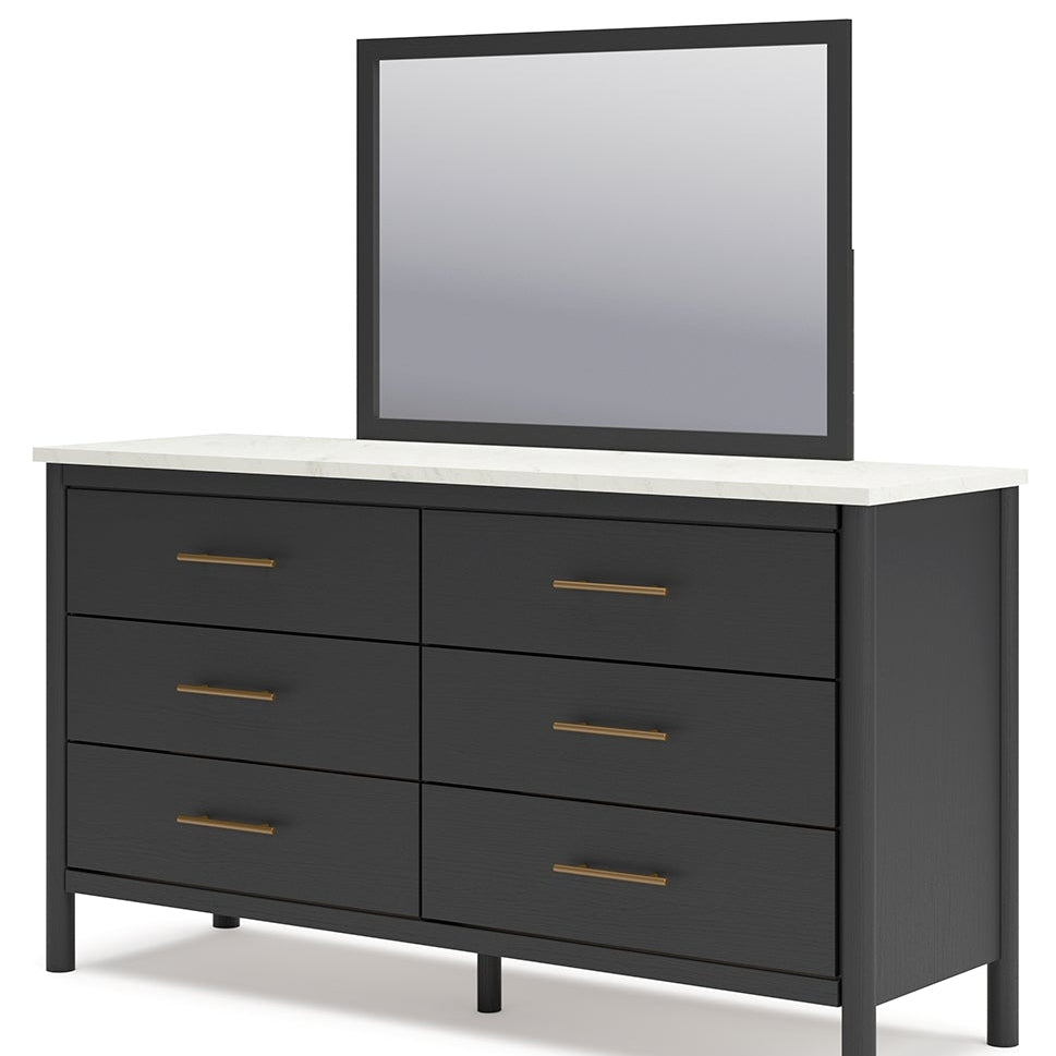 Cadmori Queen Upholstered Panel Bed, Dresser, Mirror, Chest and Nightstand