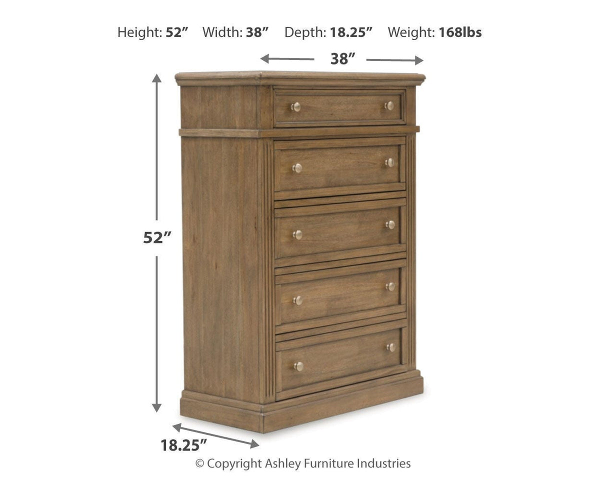 Mylarken Queen Panel Bed, Dresser, Mirror, Chest and Nightstand