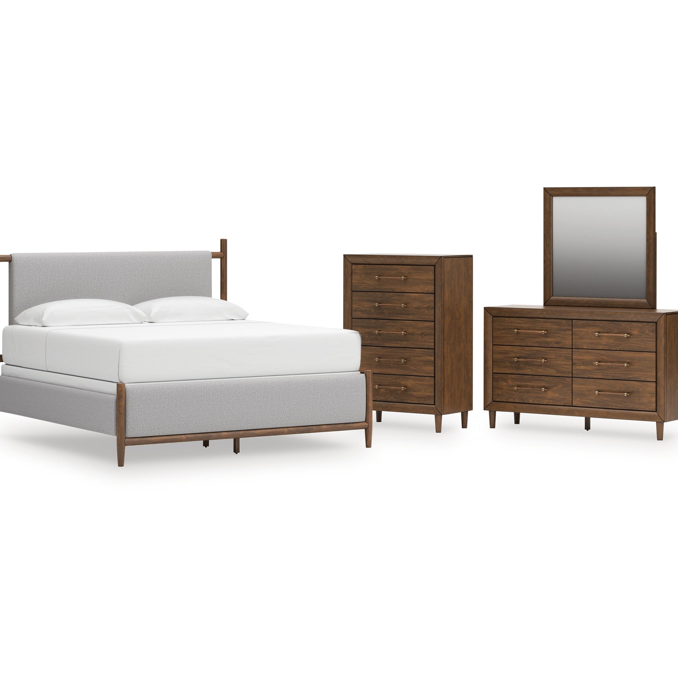 Lyncott King Upholstered Bed, Dresser, Mirror and Chest