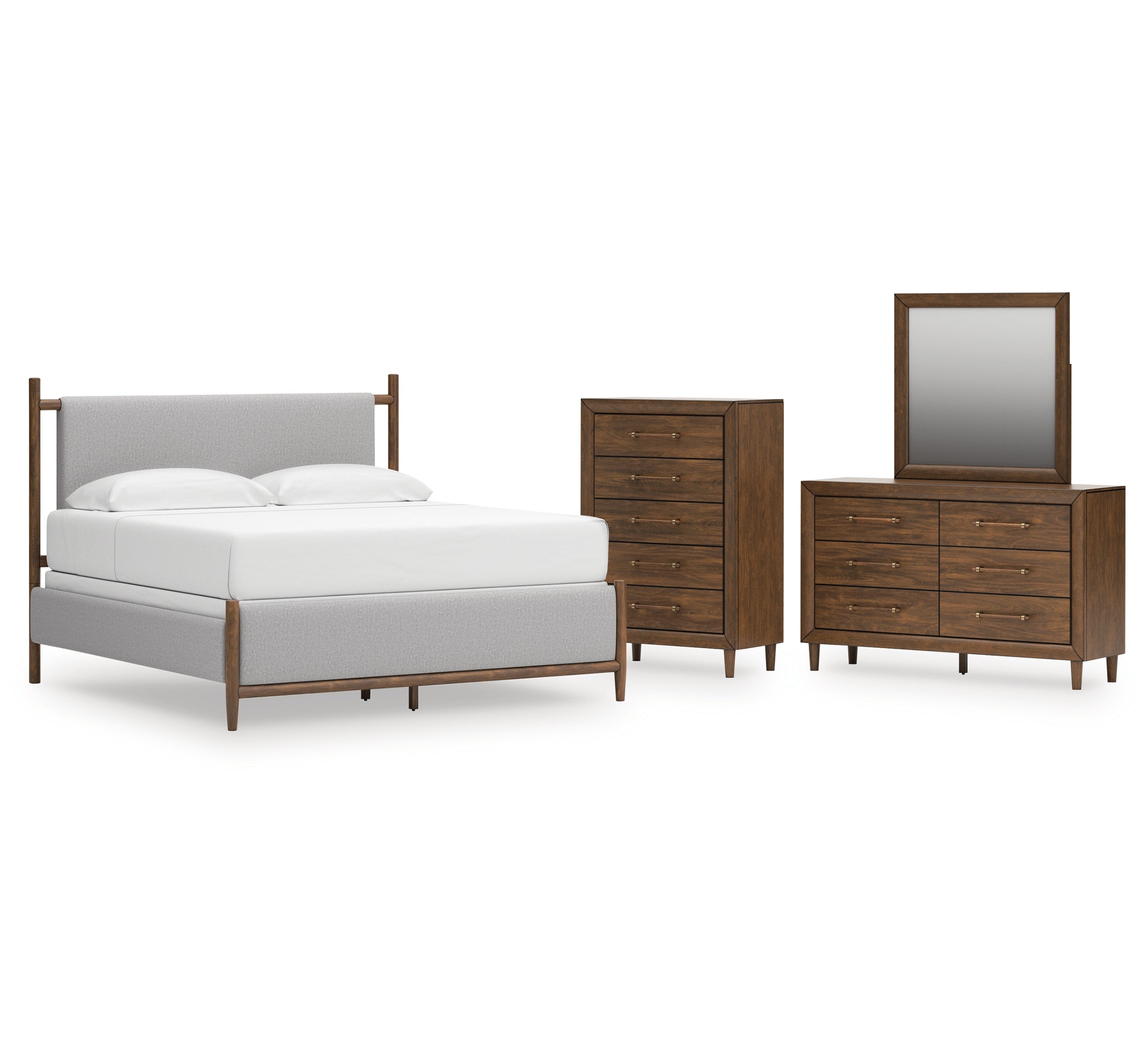 Lyncott King Upholstered Bed, Dresser, Mirror and Chest