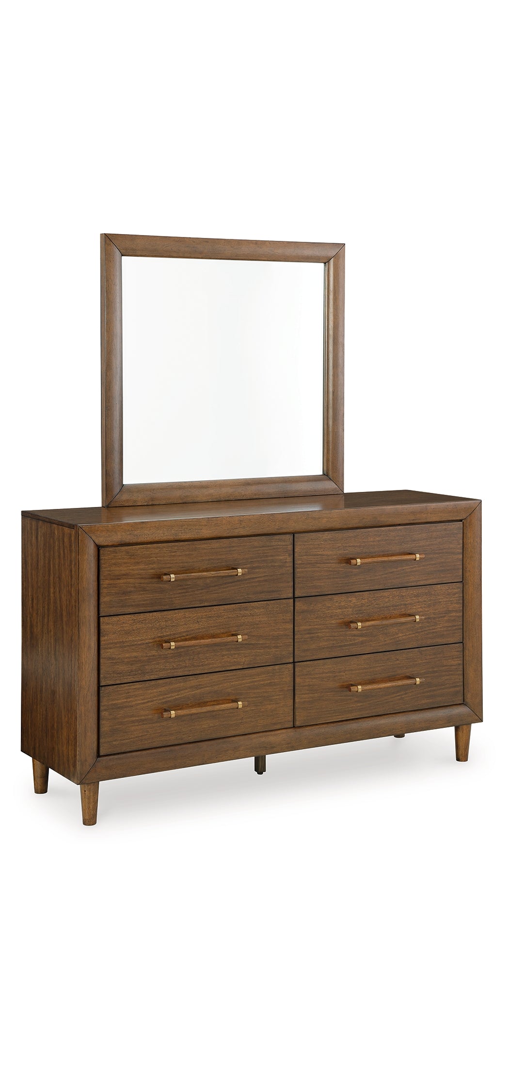 Lyncott California King Upholstered Bed with Mirrored Dresser and Nightstand