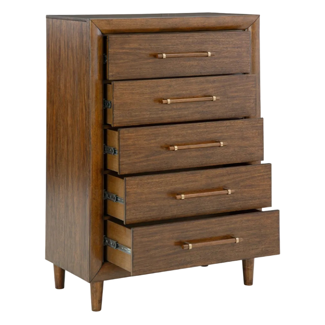 Lyncott Queen Upholstered Panel Bed, Dresser, Mirror and Chest