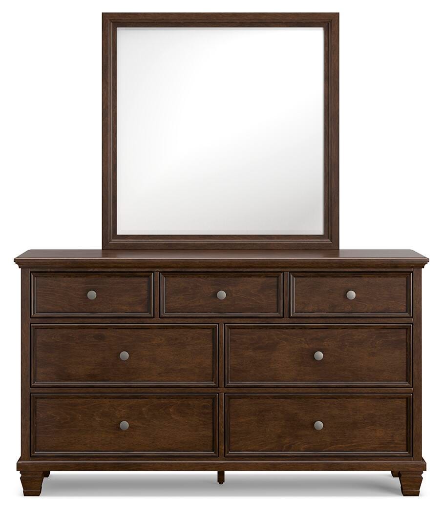 Danabrin King Panel Bed with Mirrored Dresser, Chest and Nightstand