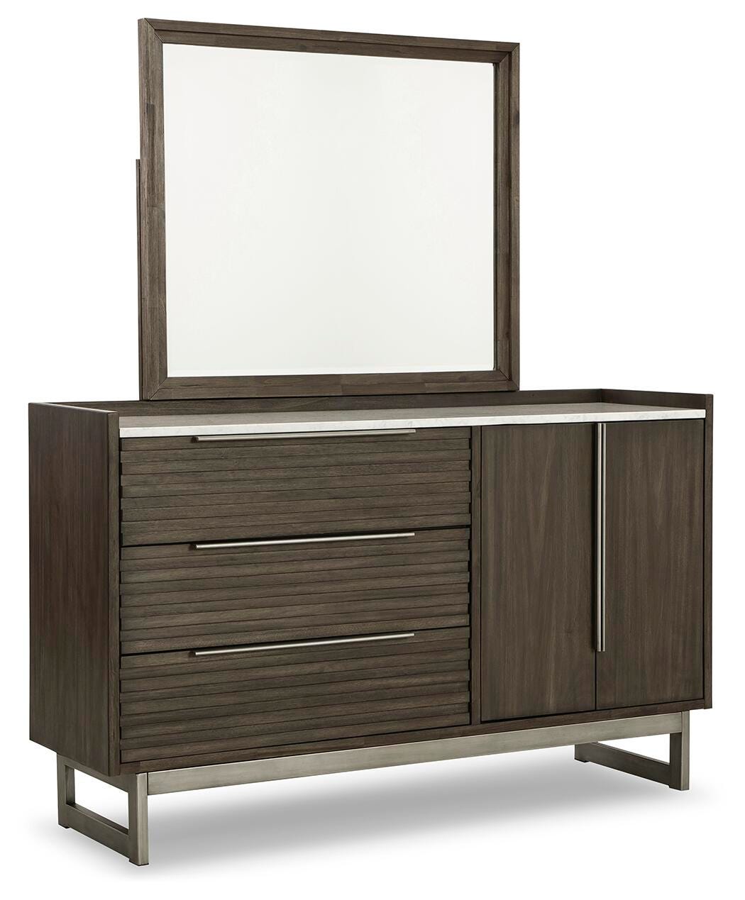 Arkenton California King Panel Bed with Mirrored Dresser