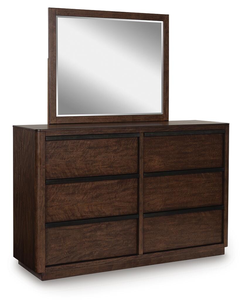 Kendamor Queen Canopy Bed with Mirrored Dresser, Chest and Nightstand