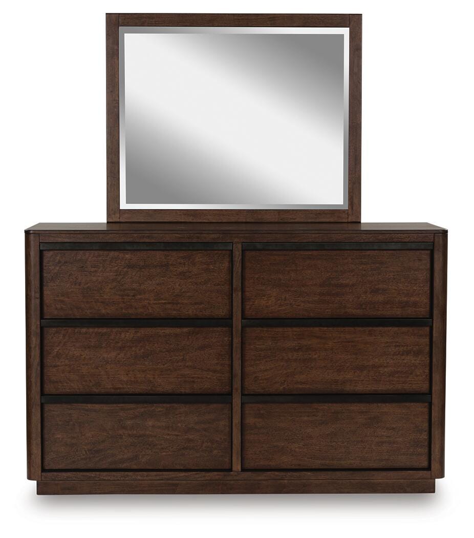 Kendamor Queen Canopy Bed with Mirrored Dresser, Chest and Nightstand