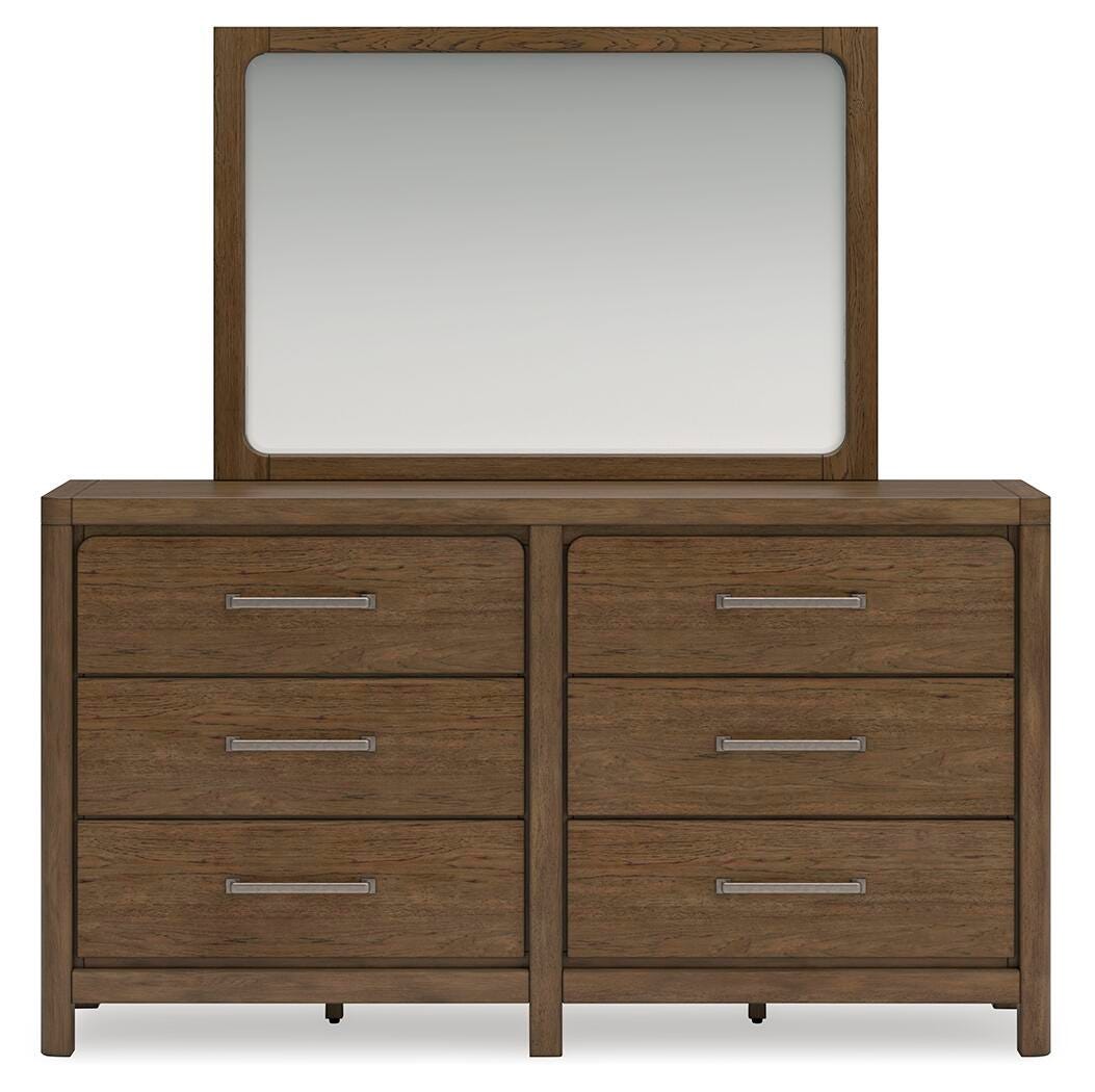 Cabalynn Queen Upholstered Bed with Mirrored Dresser, Chest and Nightstand