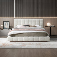 Hughes Queen Platform Bed (Ivory Boucle)