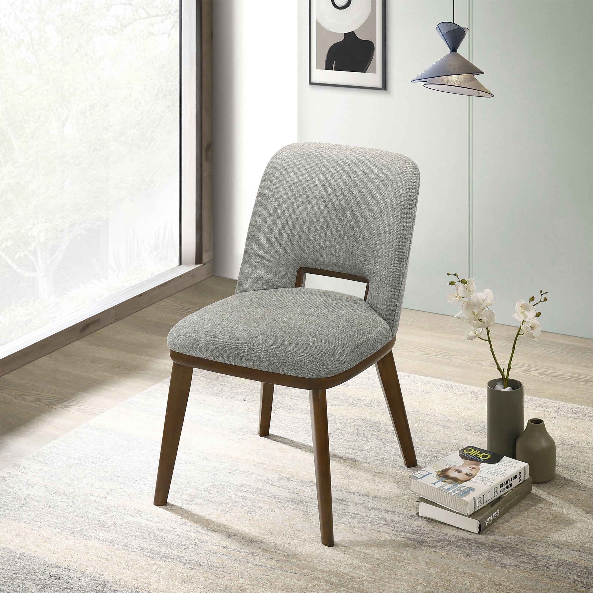 Bonney Light Grey Fabric Dining Chair Set of 2 - MidinMod