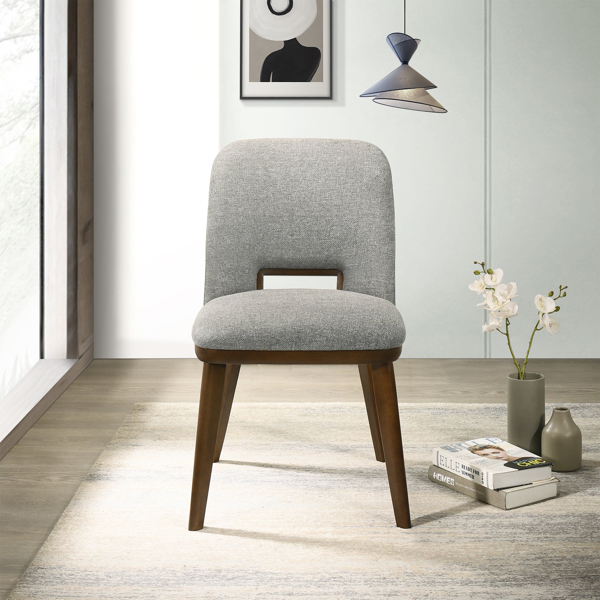 Bonney Light Grey Fabric Dining Chair Set of 2 - MidinMod