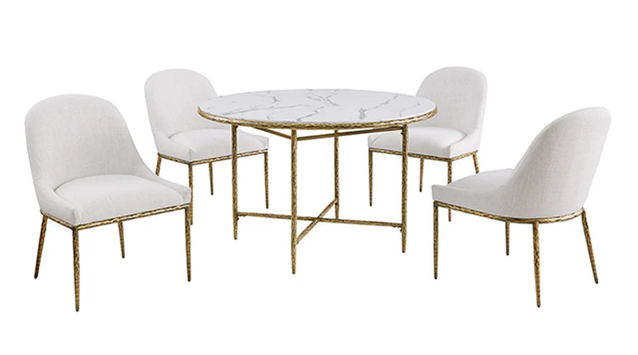 Balvi Matte Gold Round Dining Table | Contemporary Marble Melamine Dining Table | MidinMod