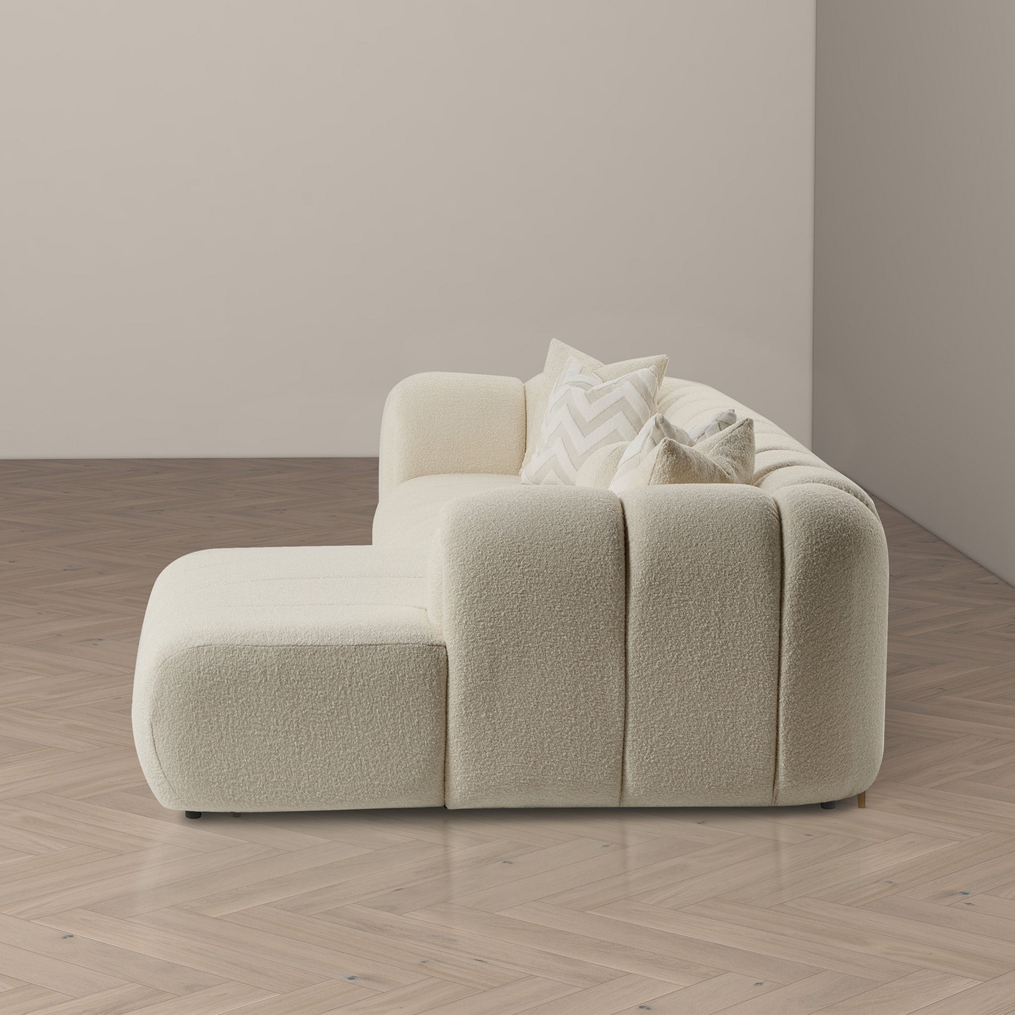 Bella Ivory Boucle Right Sectional Sofa - MidinMod