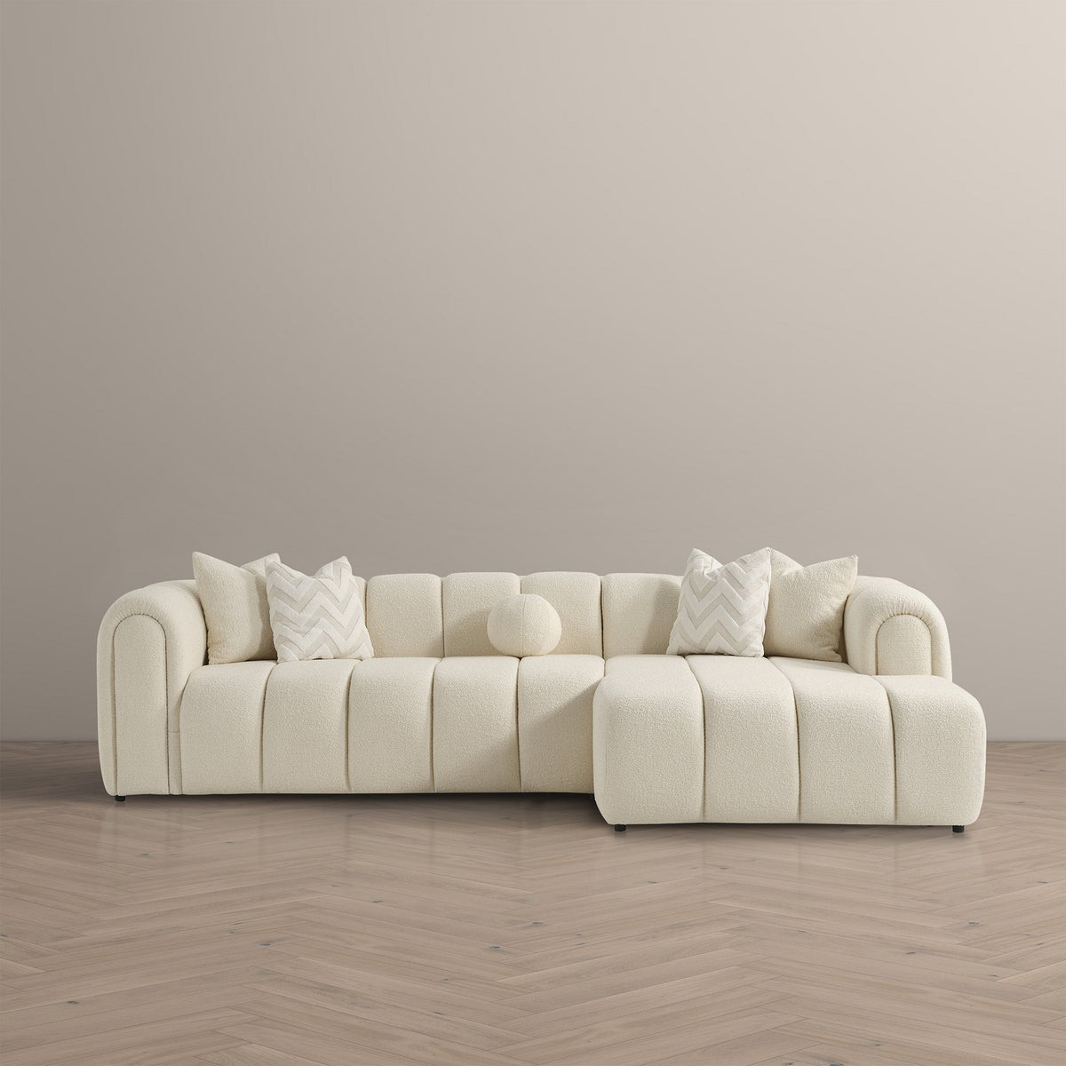 Bella Ivory Boucle Right Sectional Sofa
