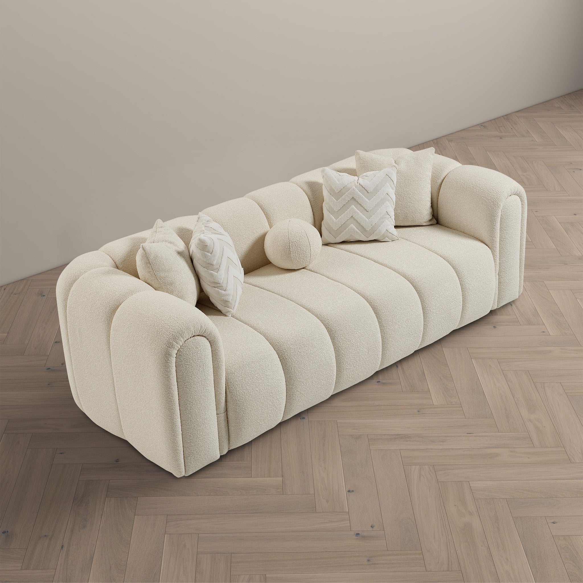 Bella Ivory Boucle Sofa - MidinMod