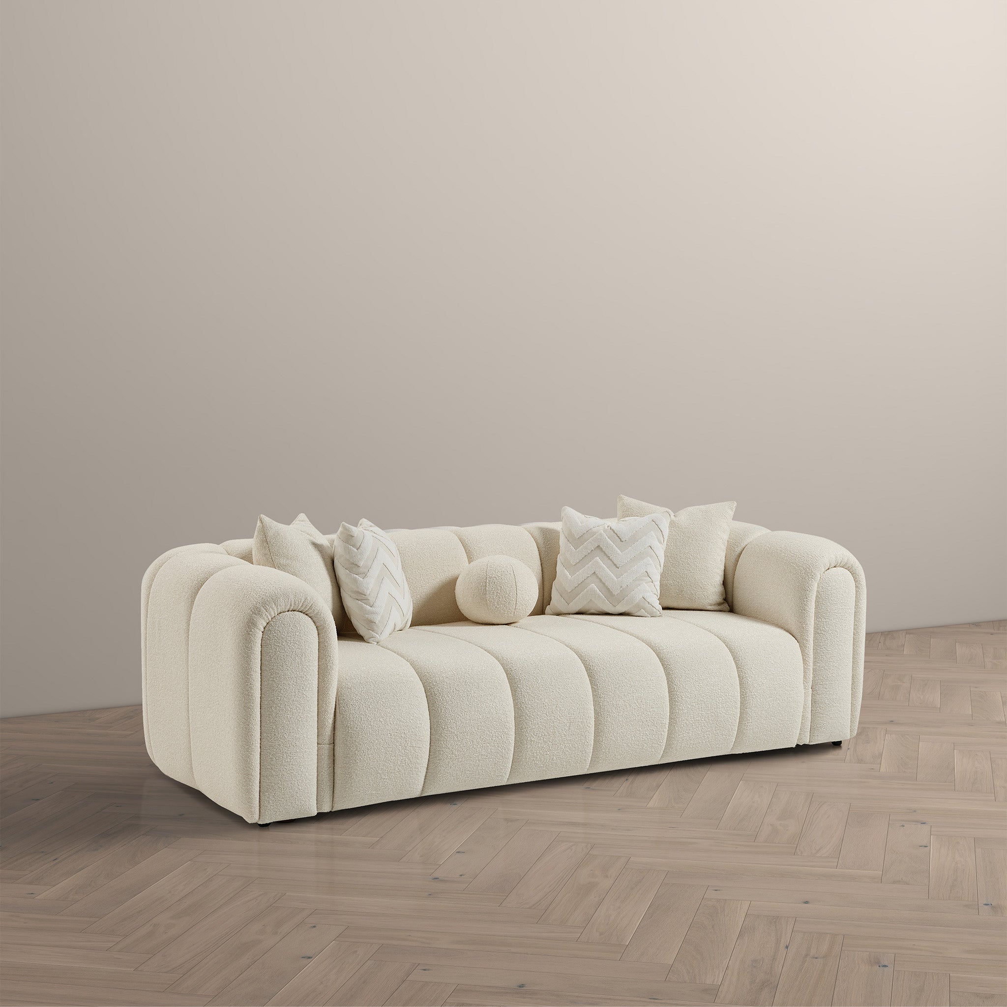 Bella Ivory Boucle Sofa - MidinMod