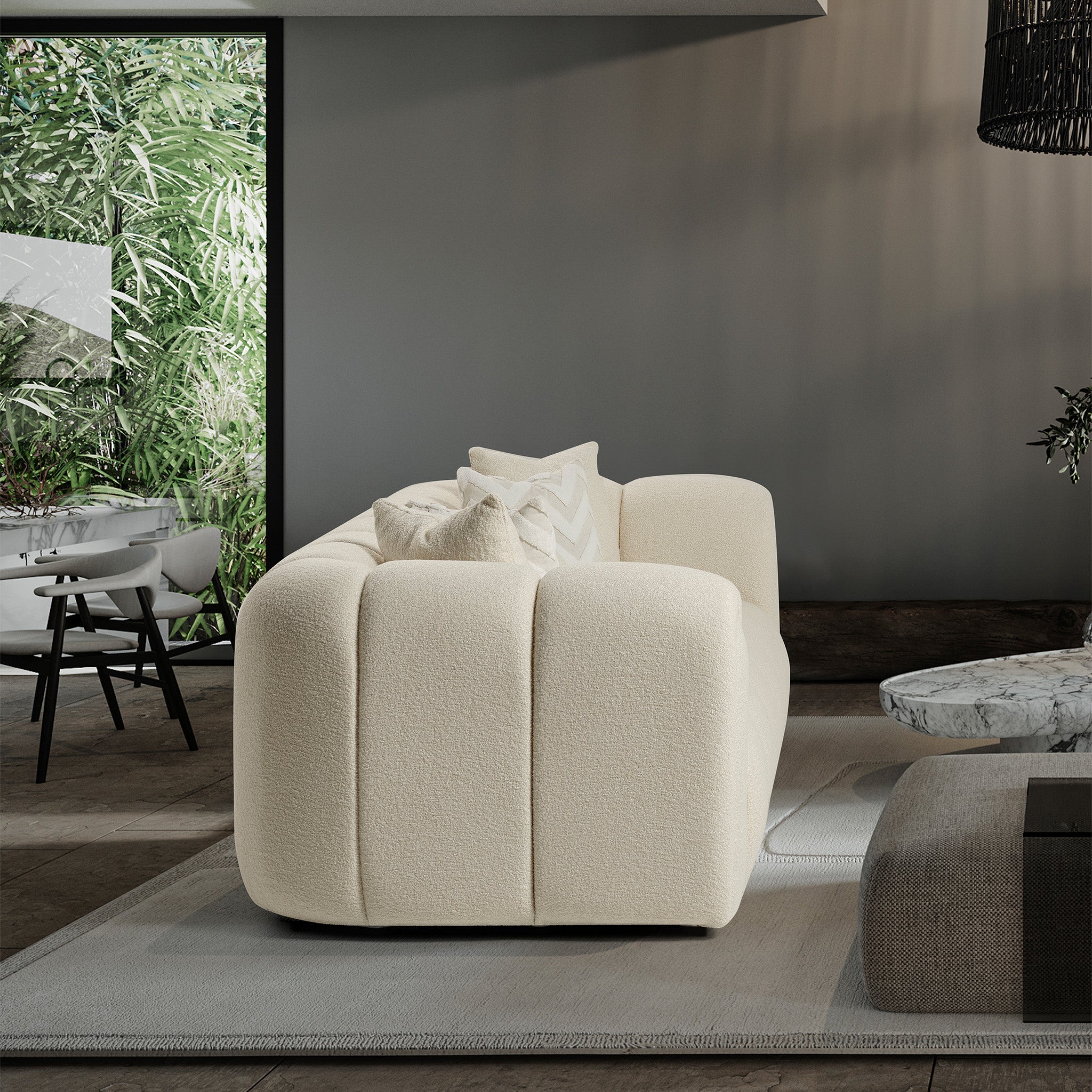 Bella Ivory Boucle Sofa - MidinMod