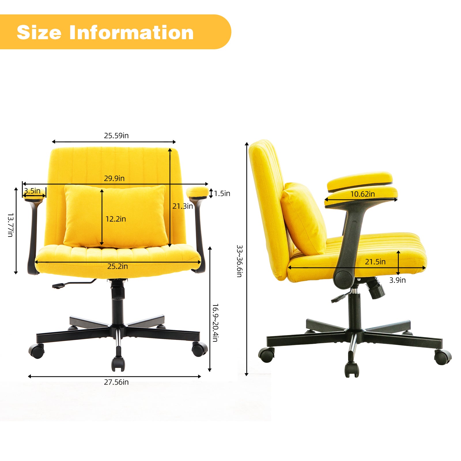 Bishop Modern Linen Yellow Criss Cross Office Chair -MidinMod