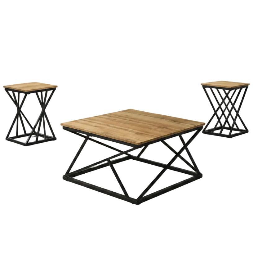 Borup Natural/Black 3 Pc. Table Set