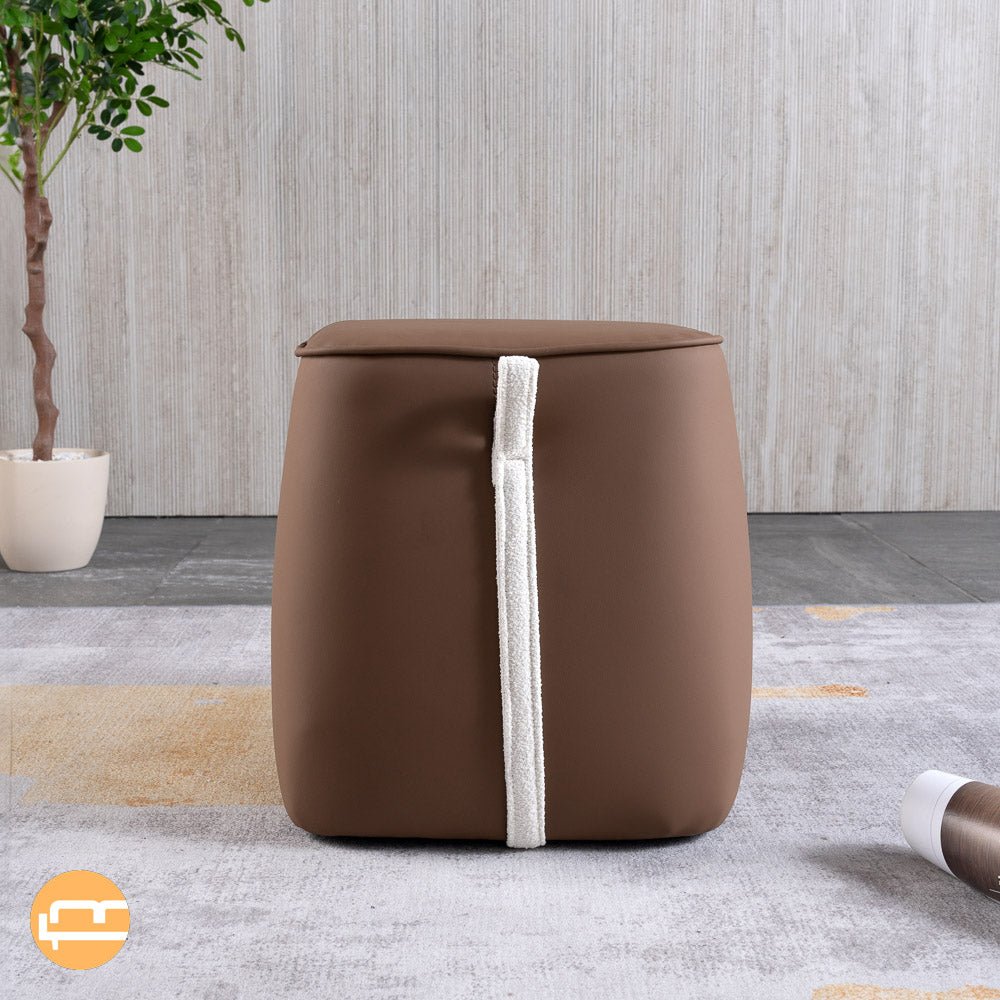 Brady Brown PU Leather Stool - MidinMod