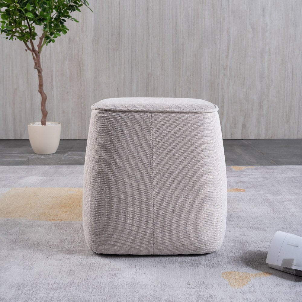 Brady Cream Fabric Stool - MidinMod