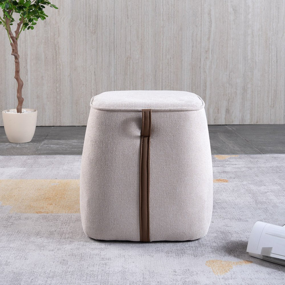 Brady Cream Fabric Stool - MidinMod