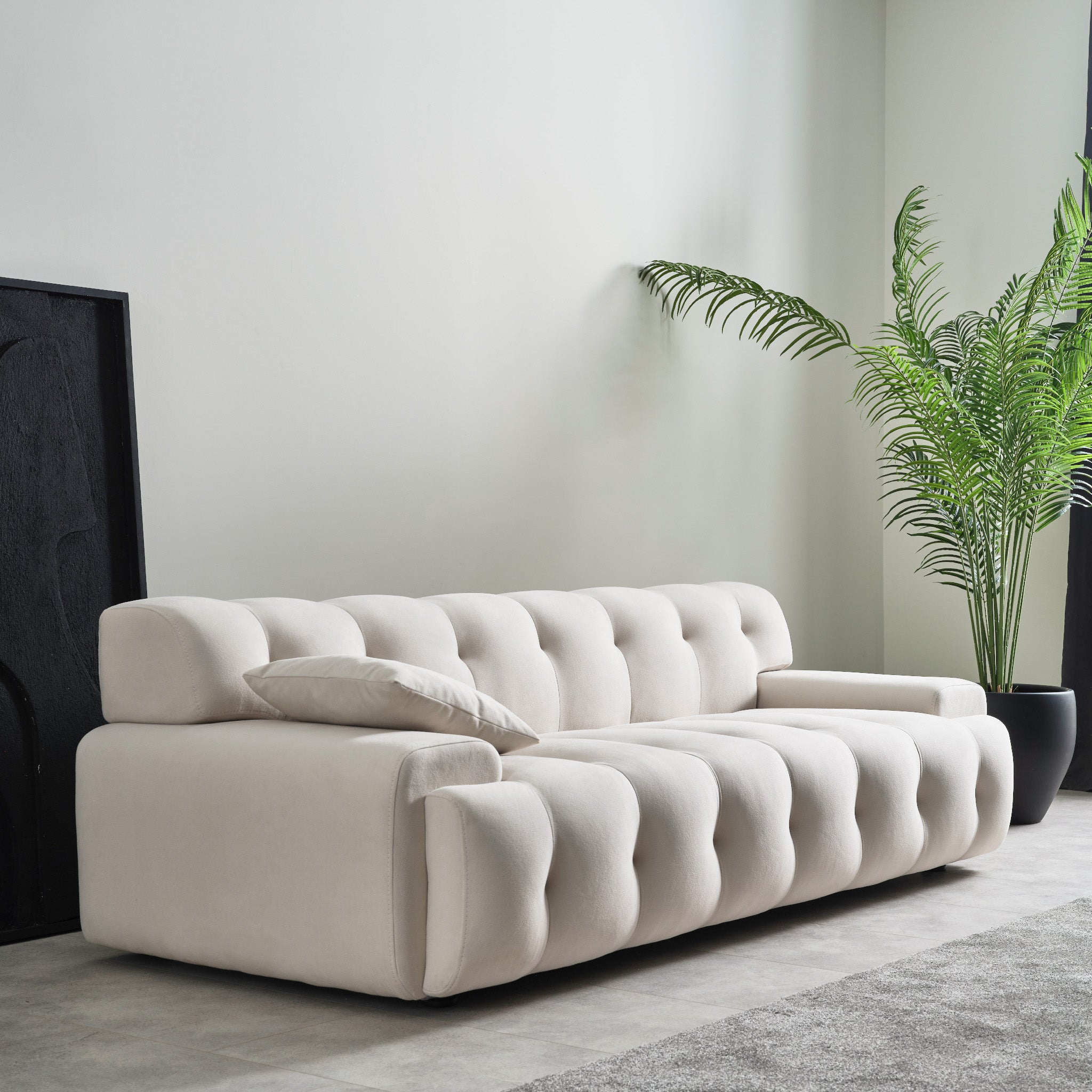 Brigitte Cream Velvet Sofa - MidinMod