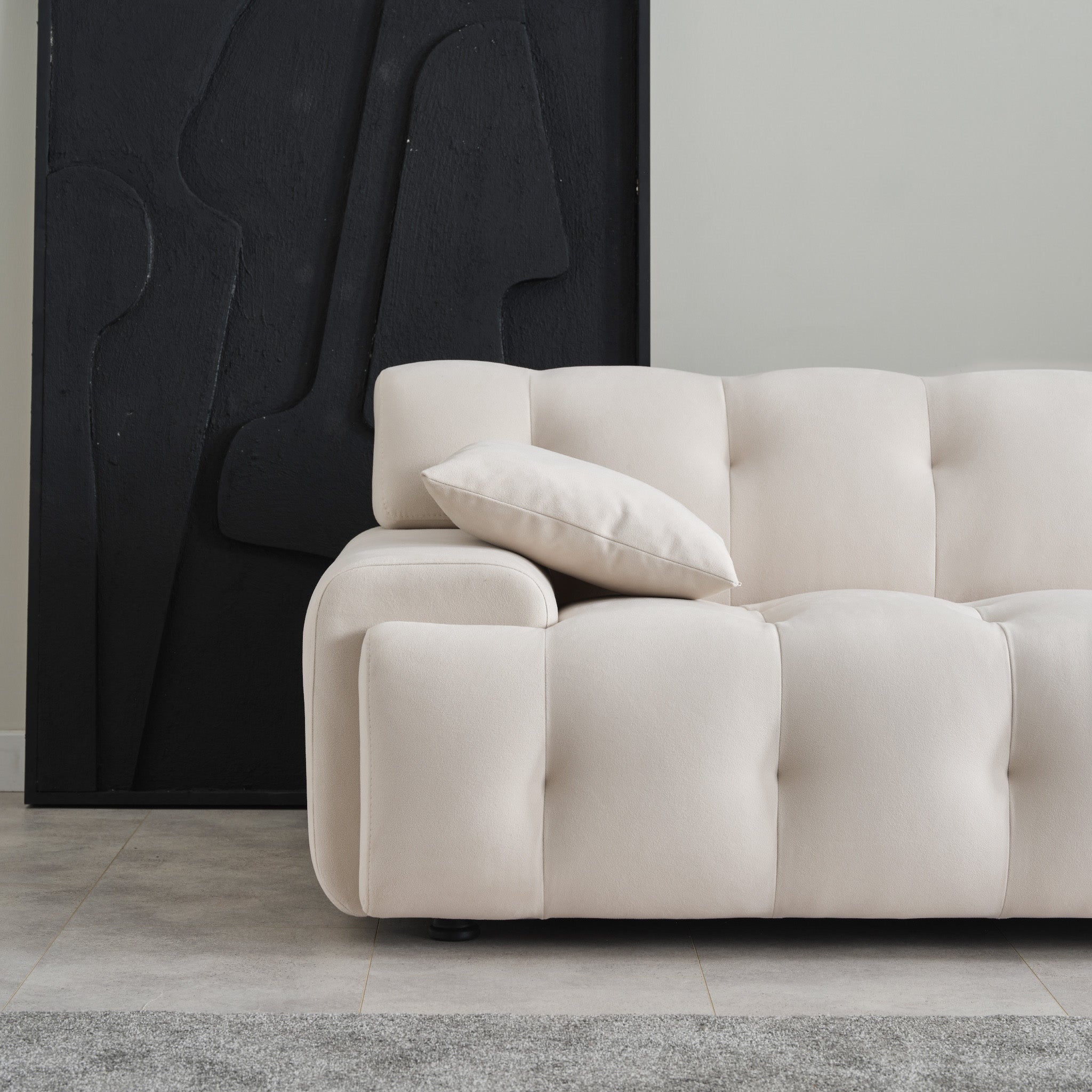 Brigitte Cream Velvet Sofa - MidinMod