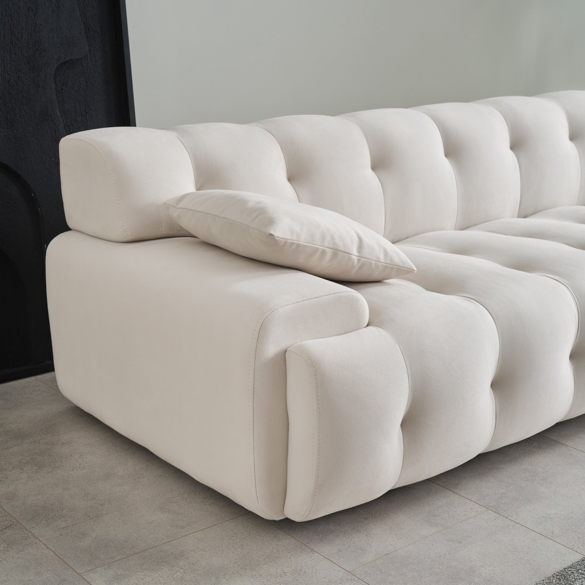 Brigitte Cream Velvet Sofa - MidinMod