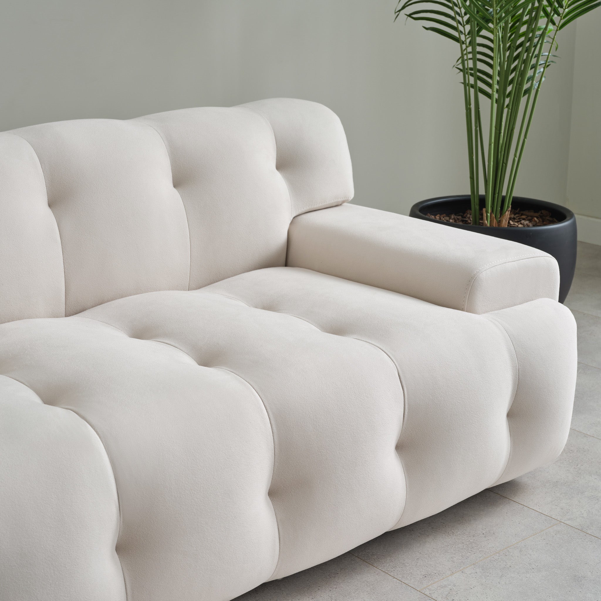 Brigitte Cream Velvet Sofa - MidinMod