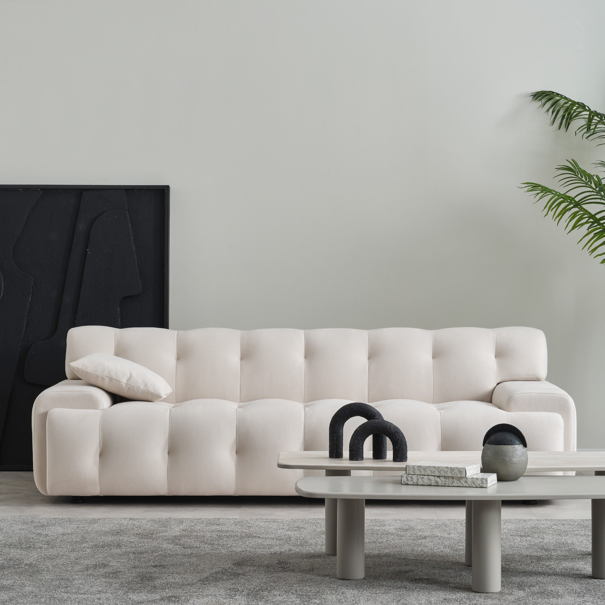 Brigitte Cream Velvet Sofa - MidinMod