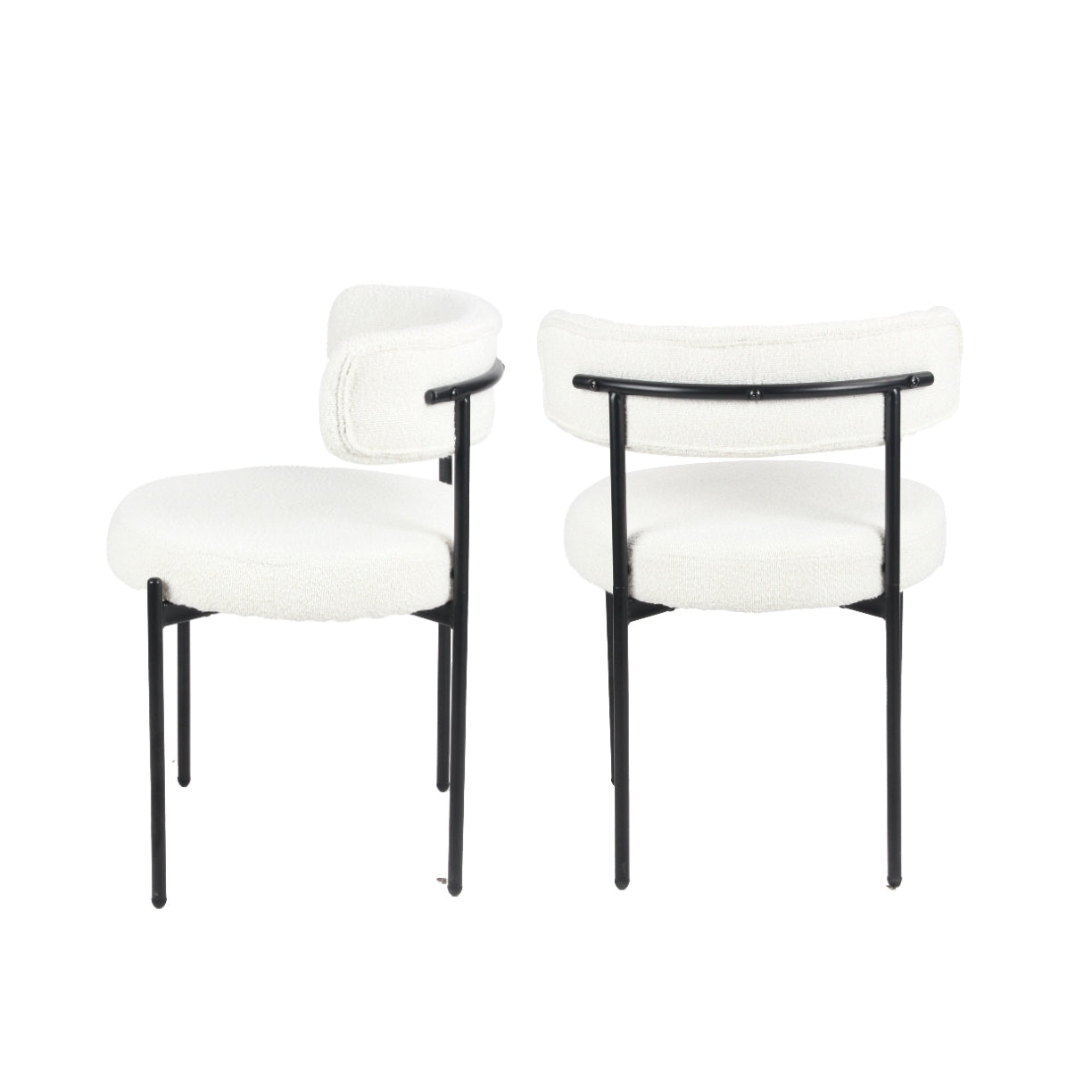 Burbank Modern Round Boucle Dining Chairs - MidinMod