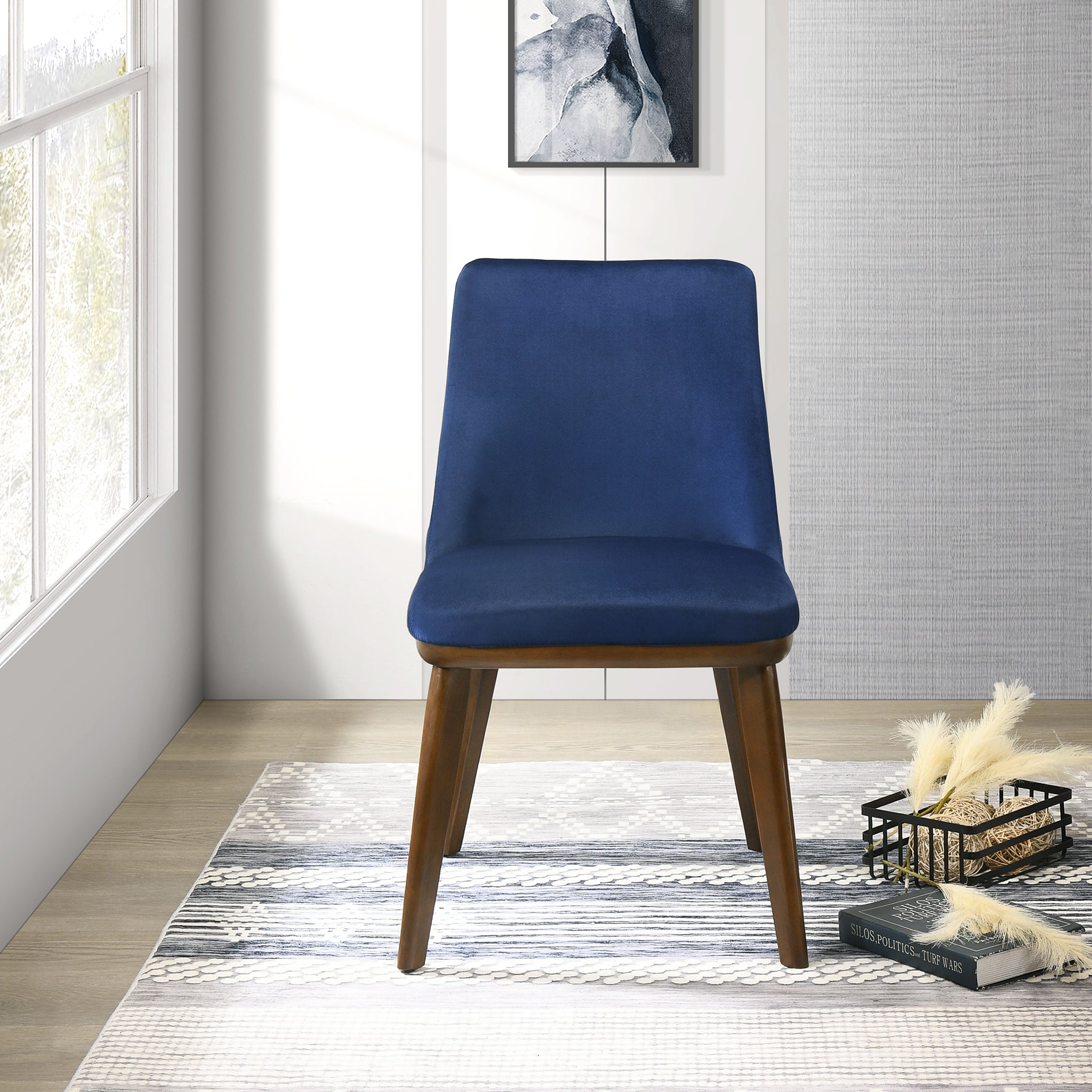 Cloud Navy Blue Velvet Dining Chair Set of 2 - MidinMod