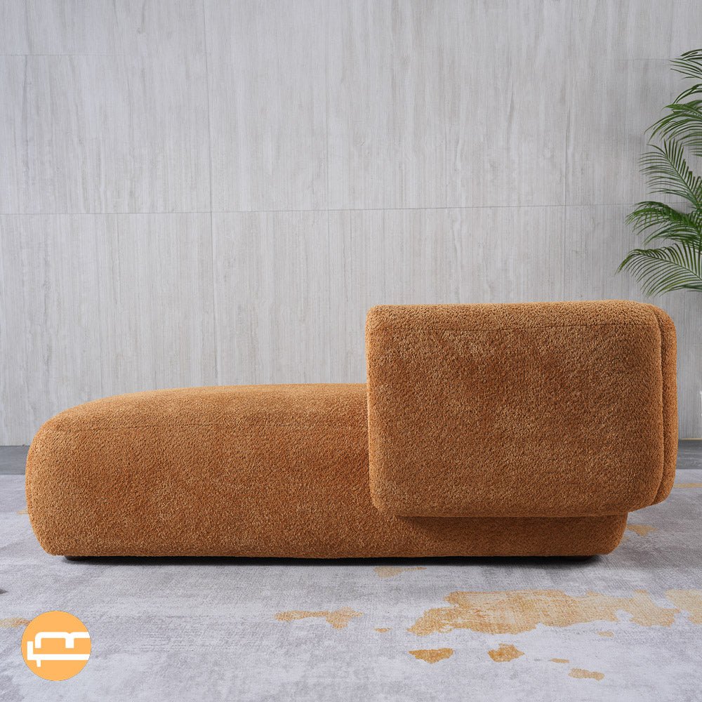 Canton Orange Boucle Chaise Lounge - MidinMod