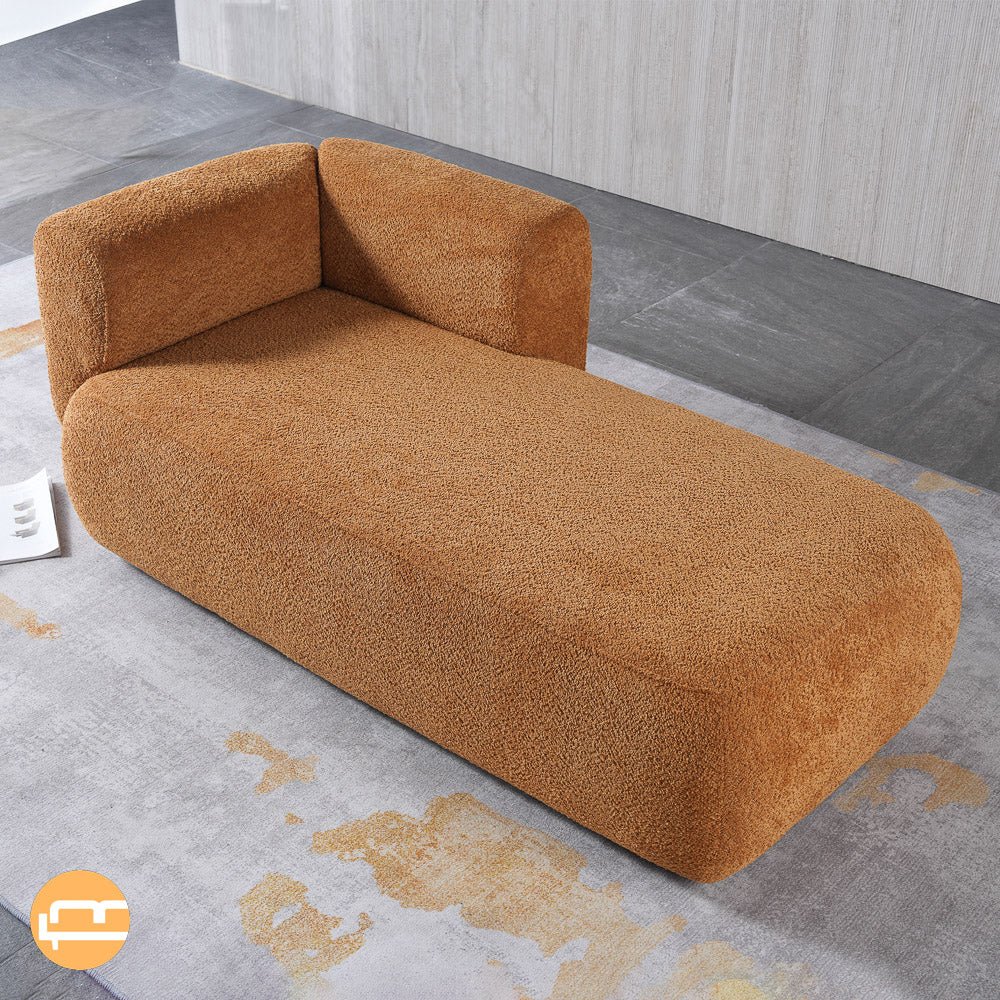 Canton Orange Boucle Chaise Lounge - MidinMod